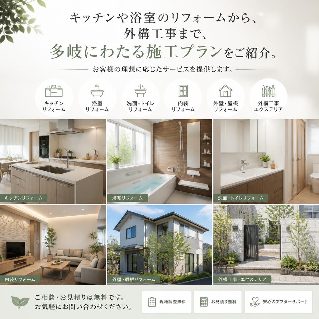 バラエティ豊かなリフォームプラン