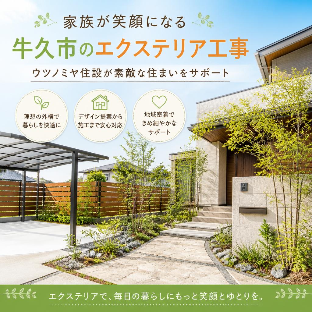 家族が笑顔になる牛久市のエクステリア工事 - ウツノミヤ住設が素敵な住まいをサポート