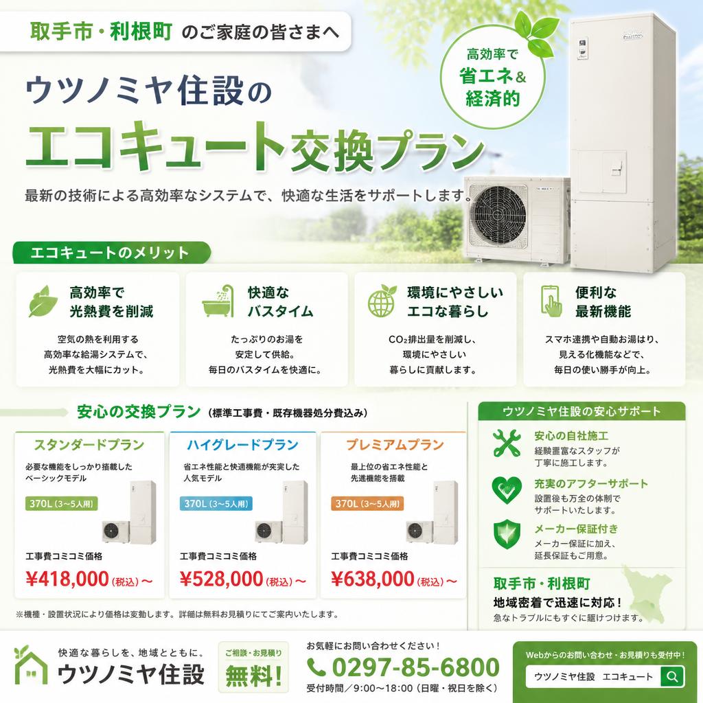 ウツノミヤ住設のエコキュート交換プラン
