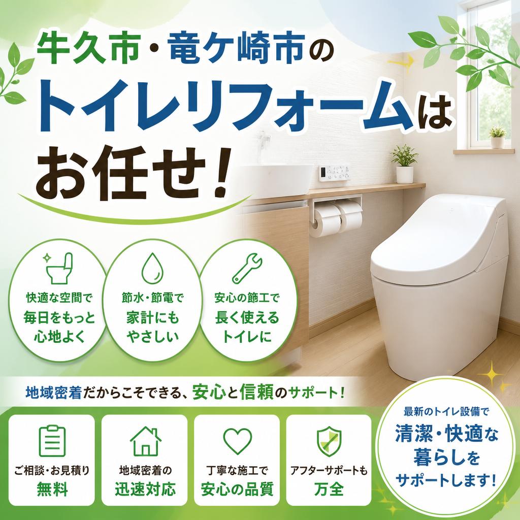 牛久市・竜ケ崎市のトイレリフォームはお任せ！