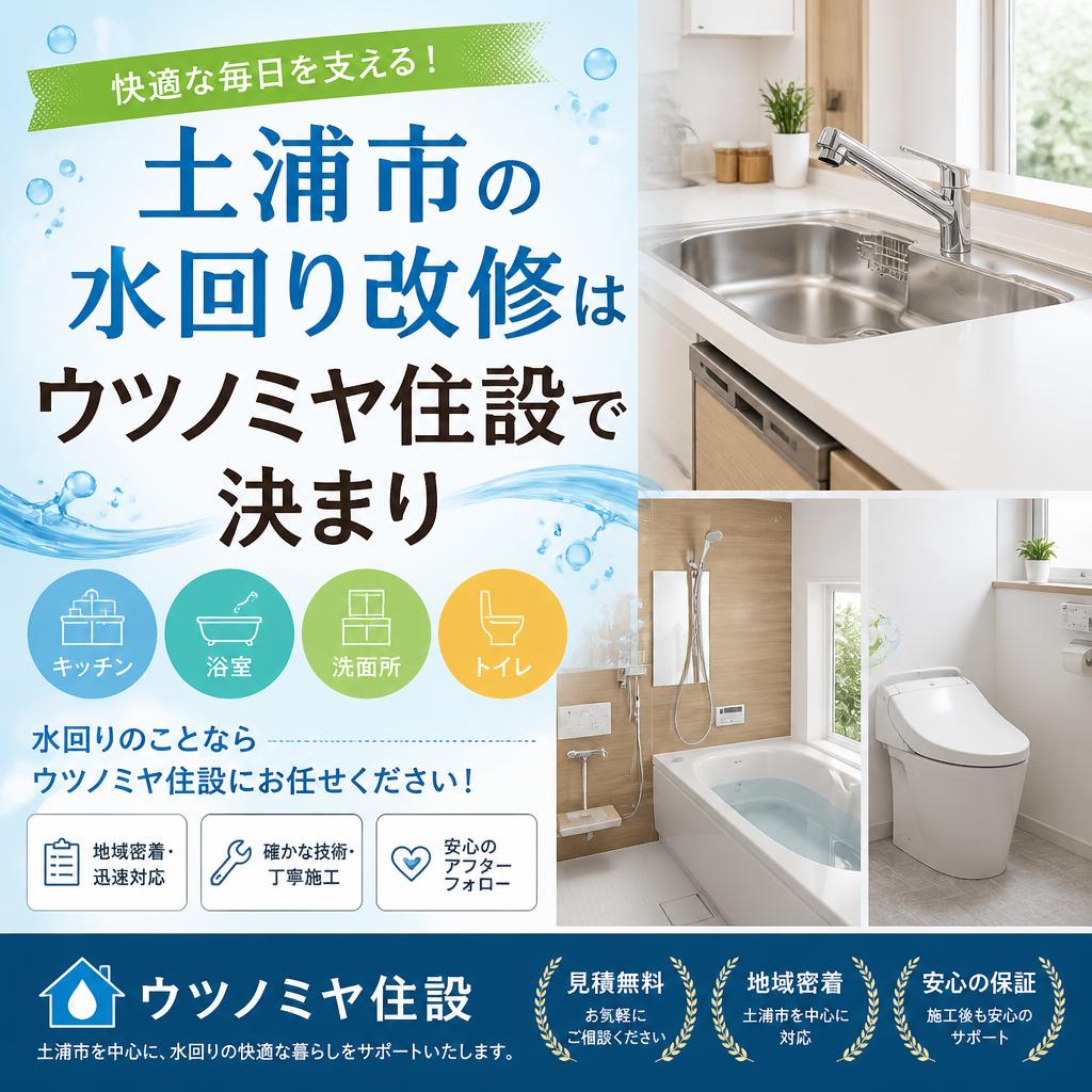 快適な毎日を支える！土浦市の水回り改修はウツノミヤ住設で決まり