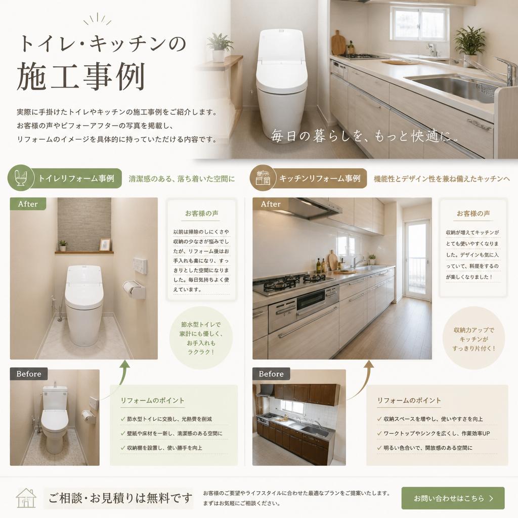 施工事例紹介：水回りのリフォーム実績