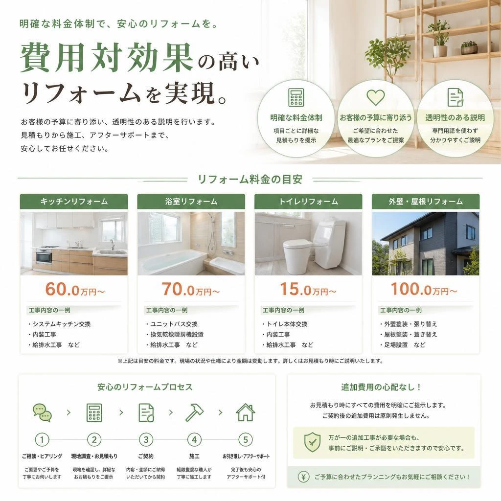 お手頃価格で高品質な施工