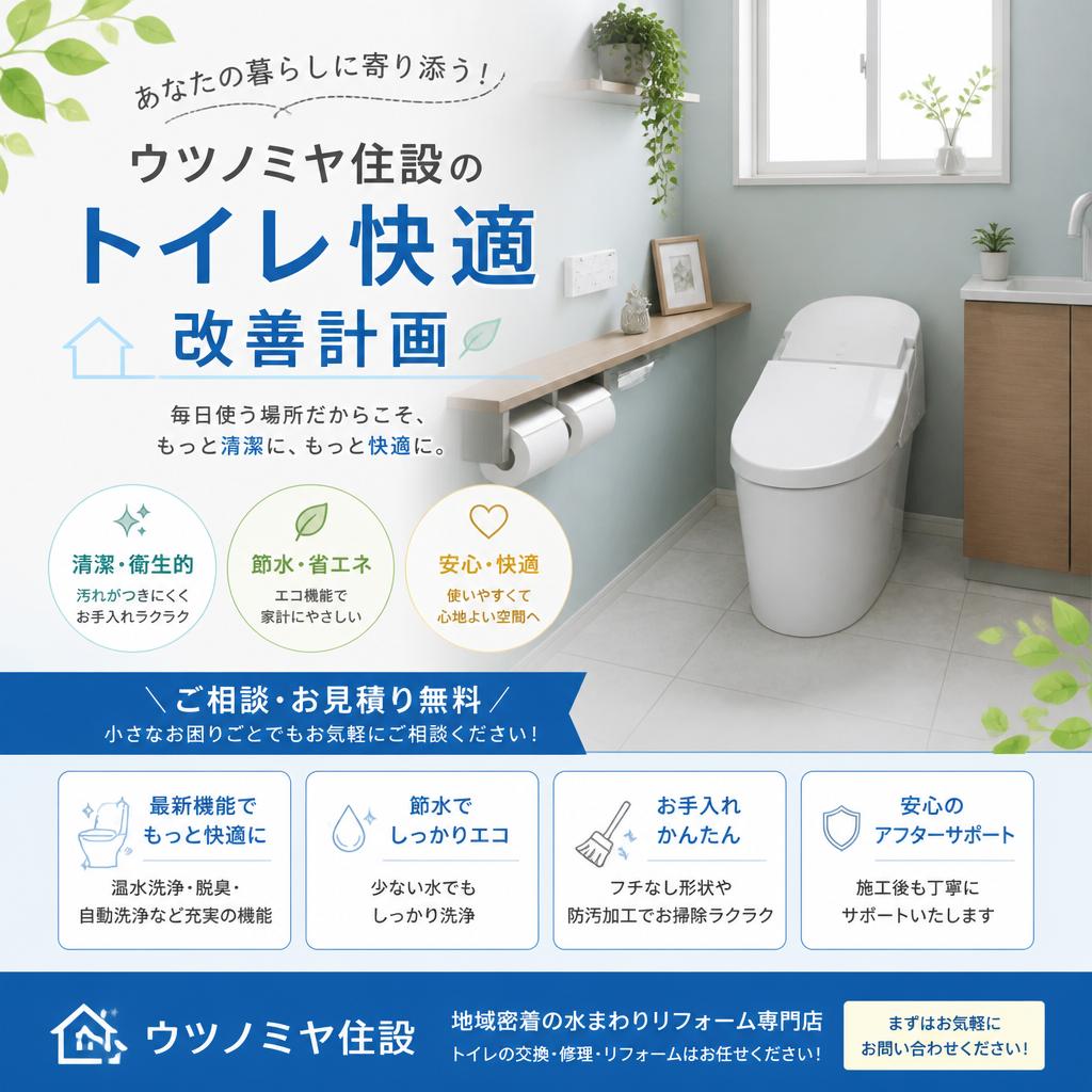あなたの暮らしに寄り添う！ウツノミヤ住設のトイレ快適改善計画