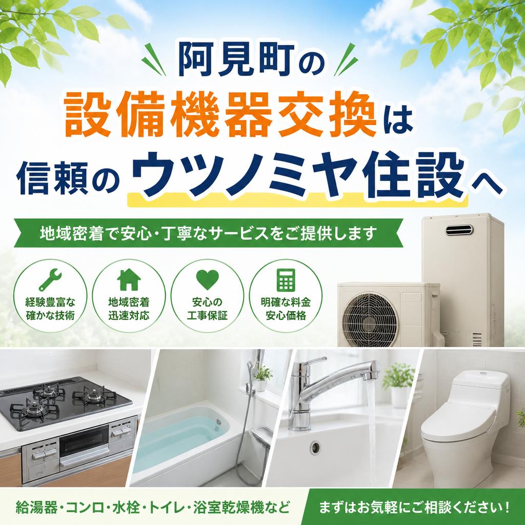 阿見町の設備機器交換は信頼のウツノミヤ住設へ